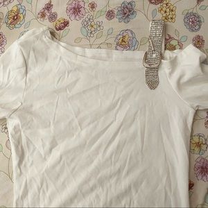 embellished white top